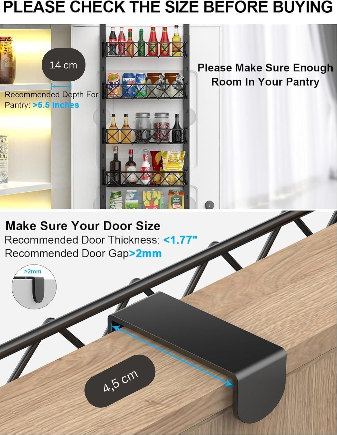 CARLA HOME 6 Tier Adjustable Baskets Over Door Pantry Organiser for Home Kitchen