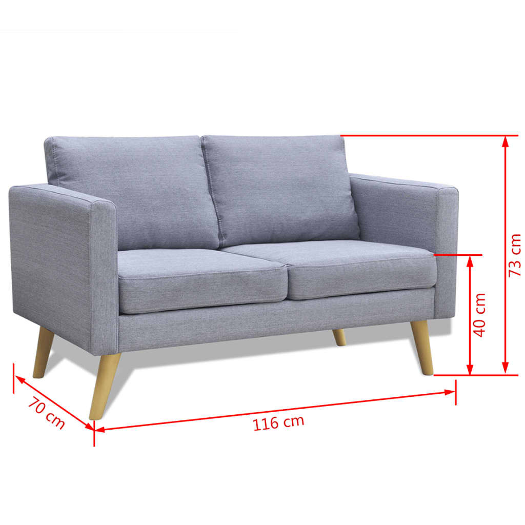 NNEVL Sofa 2-Seater Fabric Light Grey