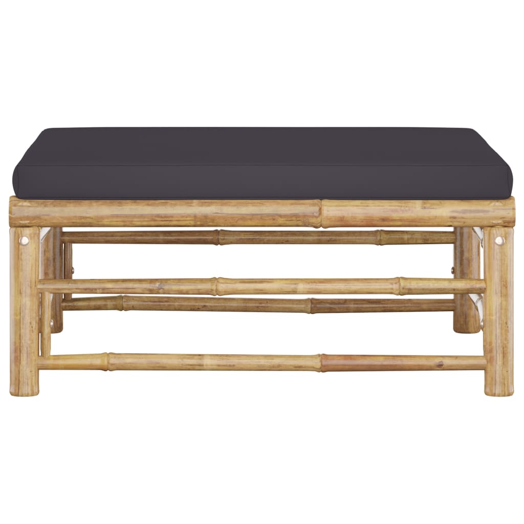 NNEVL Garden Footrest with Dark Grey Cushion Bamboo