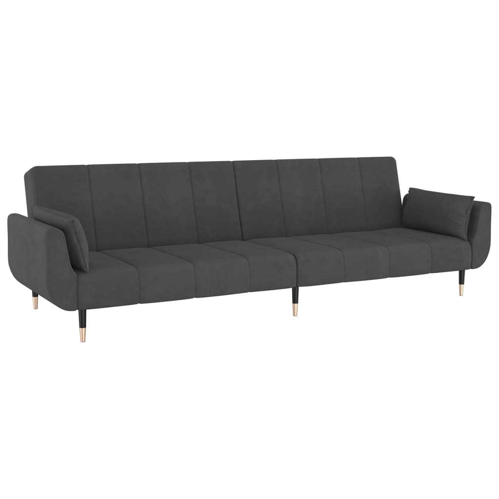 NNEVL 2-Seater Sofa Bed with Two Pillows Dark Grey Velvet
