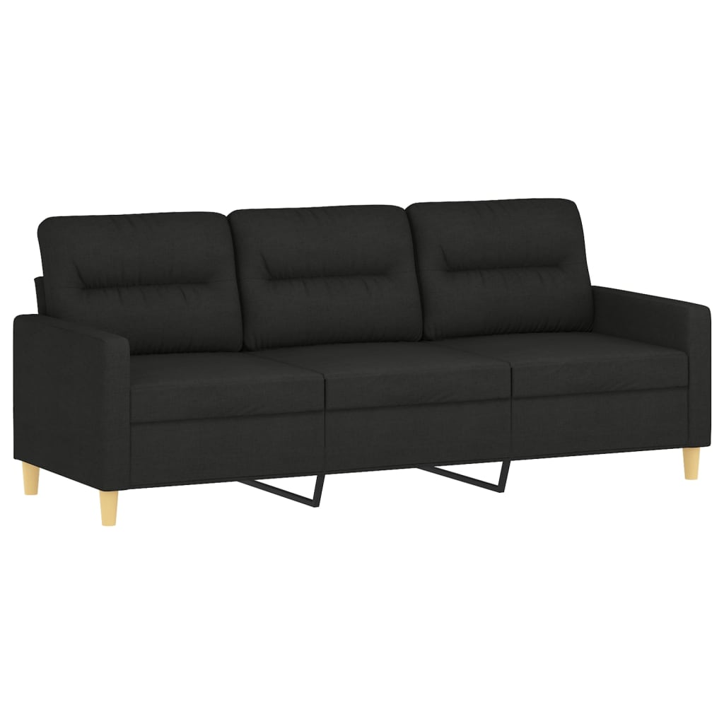 NNEVL 4 Piece Sofa Set with Pillows Black Fabric