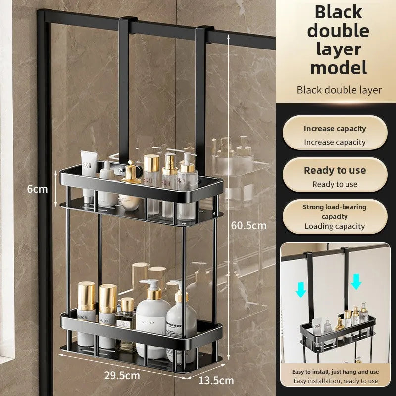 NNEOBA No-Drill Shower Caddy Glass Door Towel Organizer
