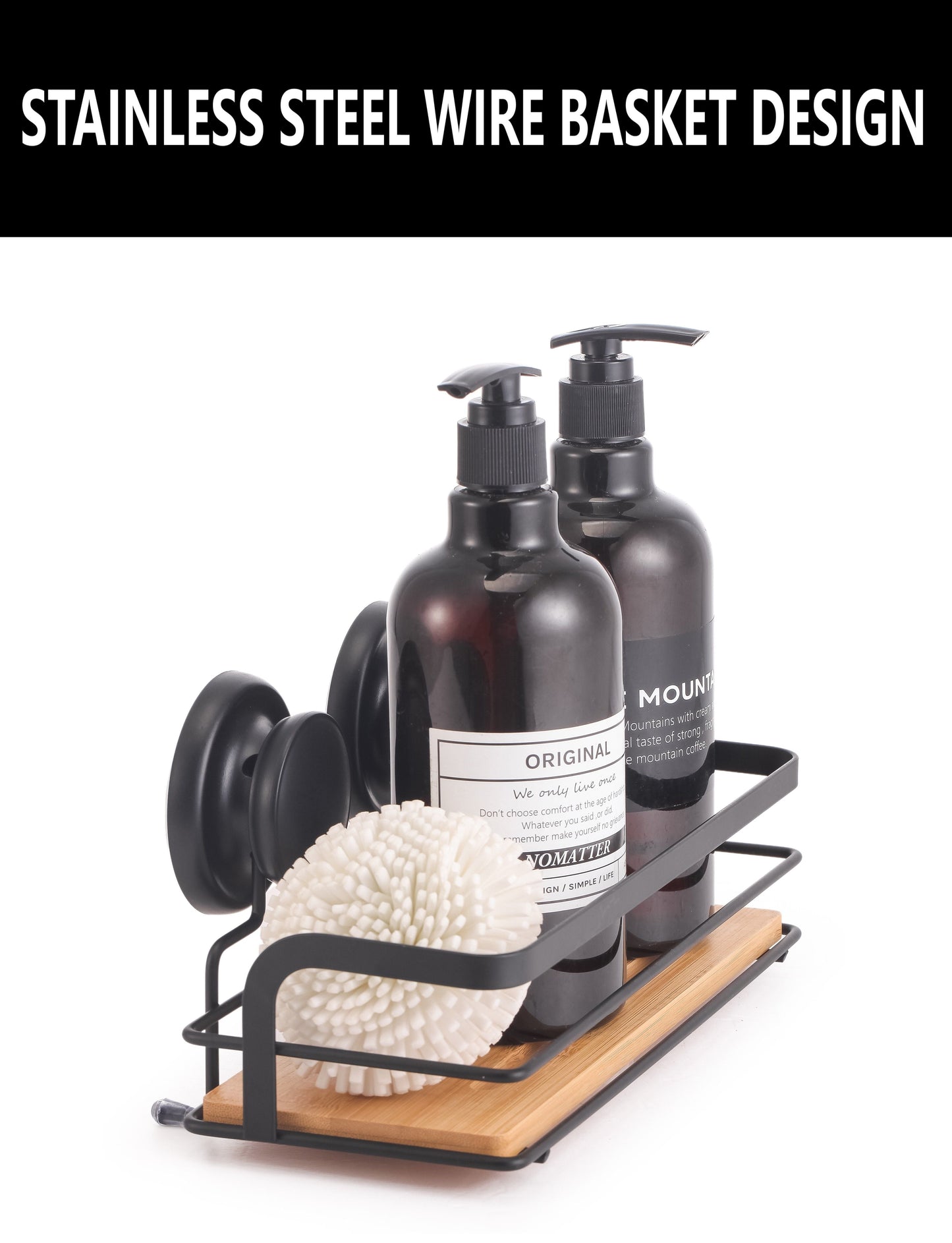 NNEDSZ 2 Pack Rectangular Bamboo Corner Shower Caddy Shelf Basket Rack with Premium Vacuum Suction Cup No-Drilling for Bathroom and Kitchen