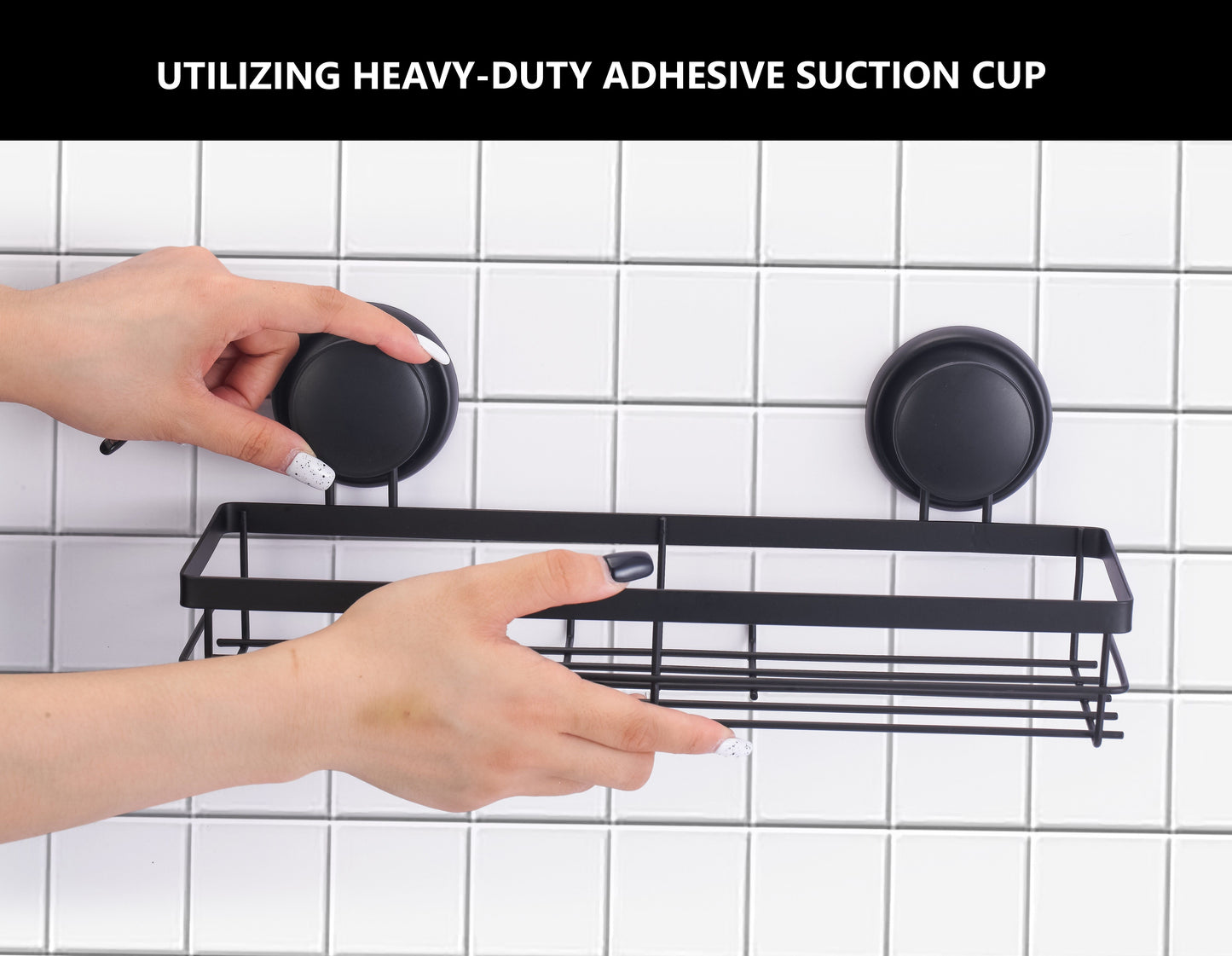 NNEDSZ 2 Pack Rectangular Corner Shower Caddy Shelf Basket Rack with Premium Vacuum Suction Cup No-Drilling for Bathroom and Kitchen