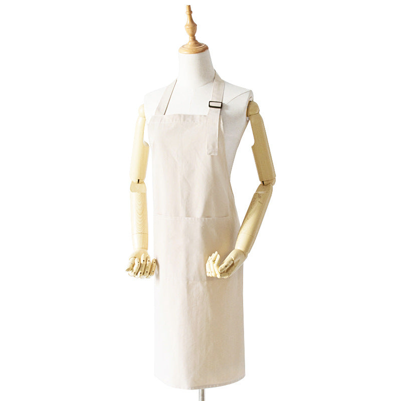 NNEDSZ Off White Waterproof & Oil-Proof Apron - Adjustable Kitchen Apron with Pockets