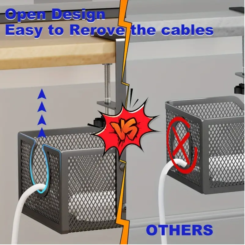 NNETM No-Drill Wire Organizer Under-Desk Cable Tray