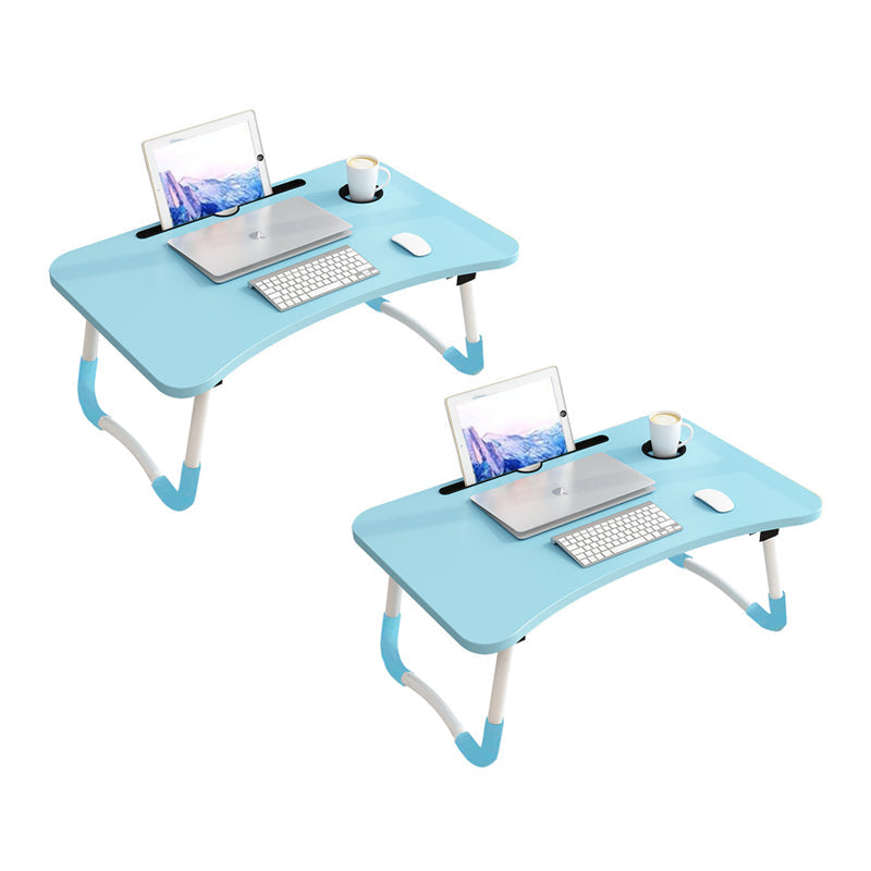NNEAGS 2X Blue Portable Bed Table Adjustable Foldable Bed Sofa Study Table Laptop Mini Desk with Notebook Stand Cup Slot Home Decor-0