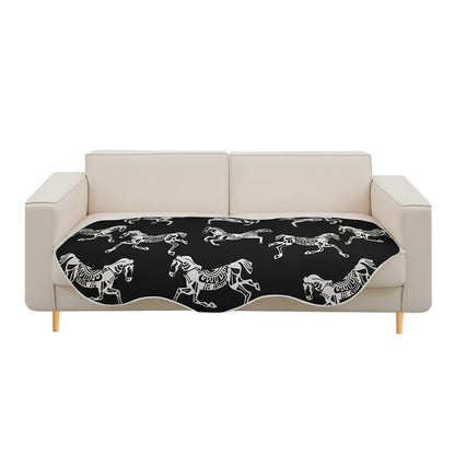 SOGA Four-Seater Black Horse Print 90x260cm Throw Blanket Sofa Cover