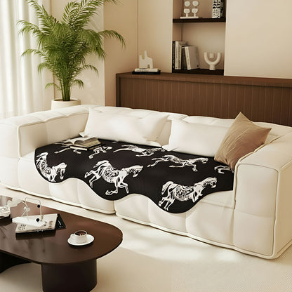 SOGA Four-Seater Black Horse Print 90x260cm Throw Blanket Sofa Cover