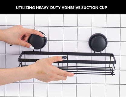 CARLA HOME  2 Pack Rectangular Corner Shower Caddy Shelf Basket Rack with Premium Vacuum Suction Cup No-Drilling for Bathroom and Kitchen