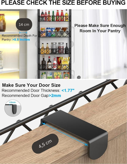 CARLA HOME 6 Tier Adjustable Baskets Over Door Pantry Organiser for Home Kitchen