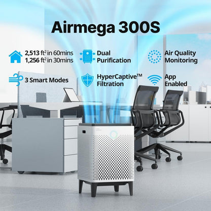 Airmega 300S App-Enabled Smart Air Purifier (Covers 1,256 Sq. Ft.), True HEPA Air Purifier with Smart Technology, Compatible with Amazon Alexa