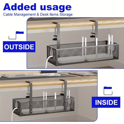 No-Drill Wire Organizer Under-Desk Cable Tray