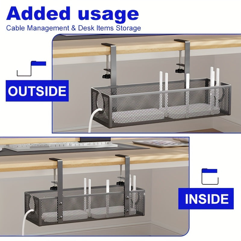NNETM No-Drill Wire Organizer Under-Desk Cable Tray