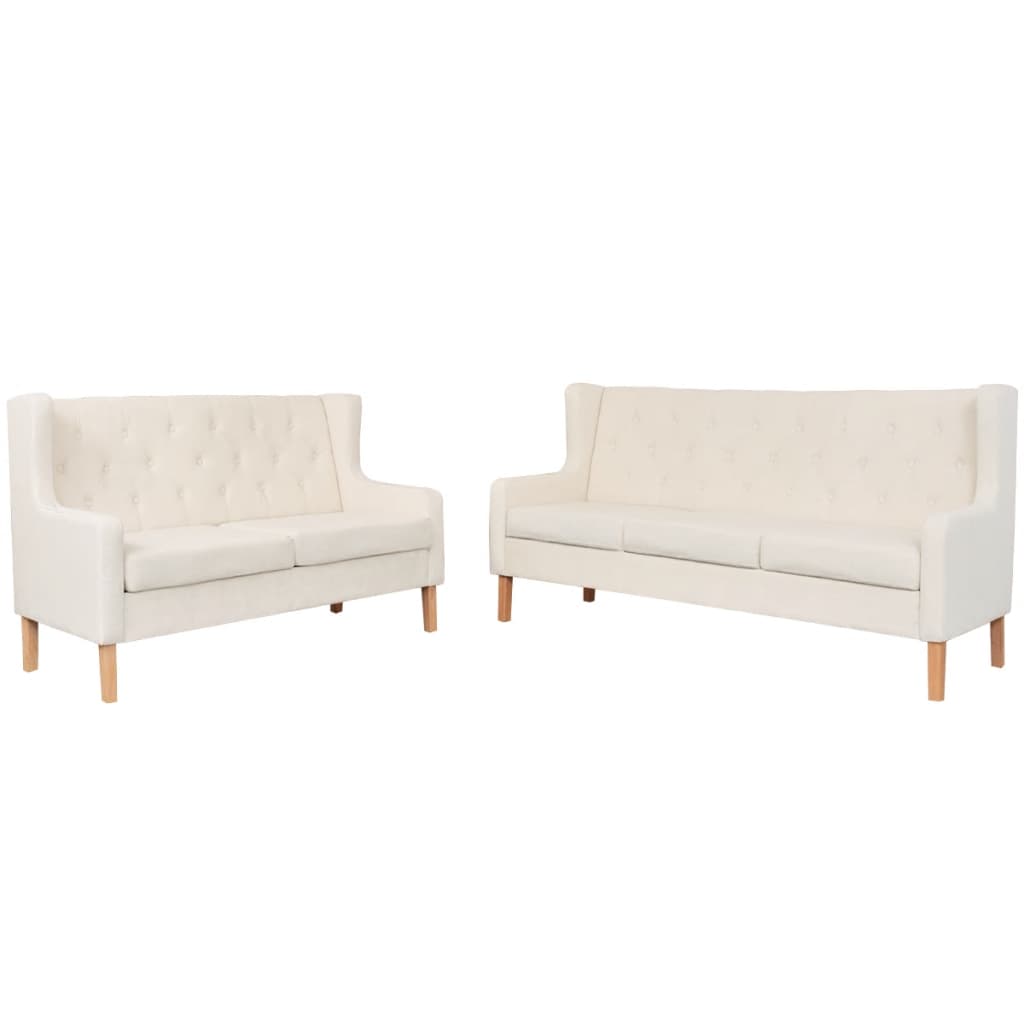 NNEVL Sofa Set 2 Pieces Fabric Cream White