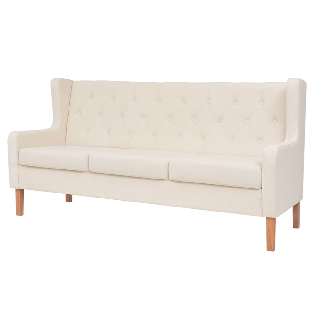 NNEVL Sofa Set 2 Pieces Fabric Cream White