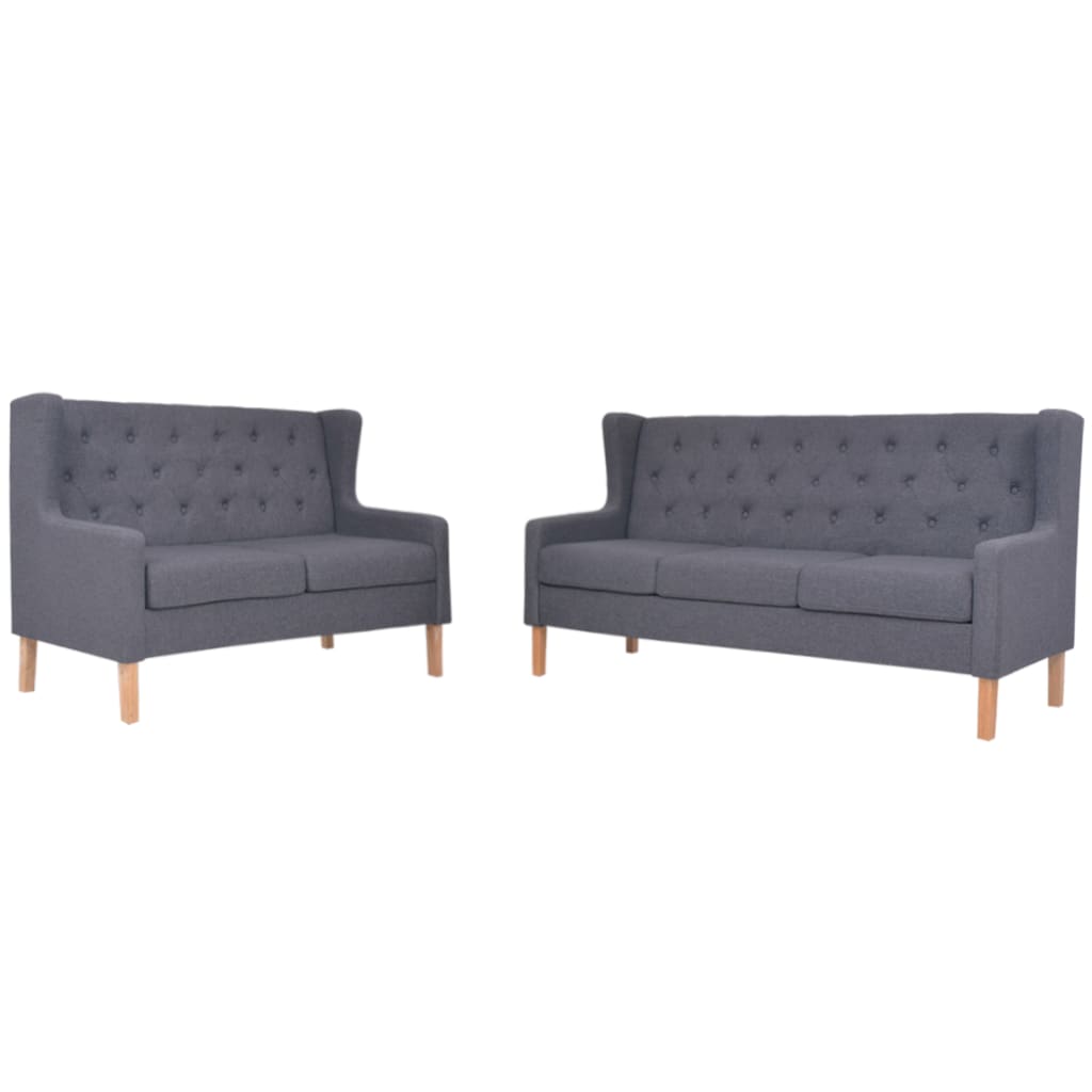 NNEVL Sofa Set 2 Pieces Fabric Grey