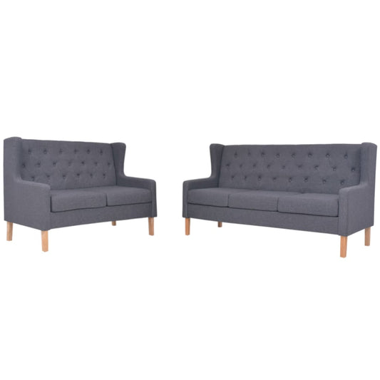 NNEVL Sofa Set 2 Pieces Fabric Grey