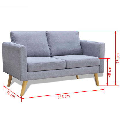 NNEVL Sofa 2-Seater Fabric Light Grey