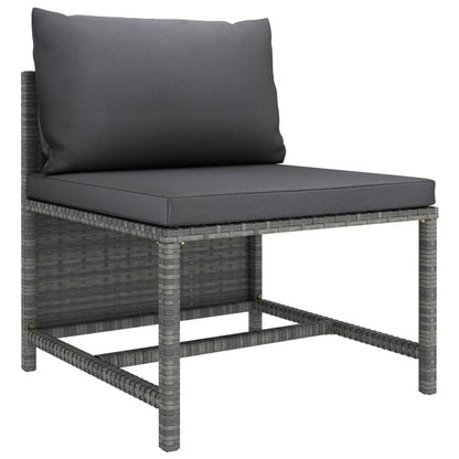 NNEVL Sectional Middle Sofa with Cushions Grey Poly Rattan