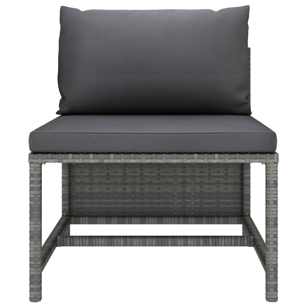 NNEVL Sectional Middle Sofa with Cushions Grey Poly Rattan