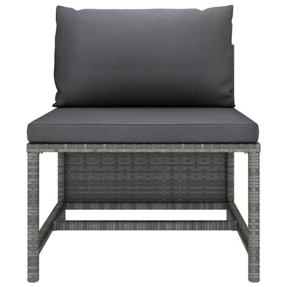 NNEVL Sectional Middle Sofa with Cushions Grey Poly Rattan