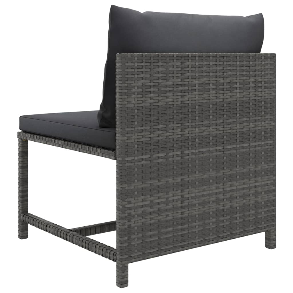 NNEVL Sectional Middle Sofa with Cushions Grey Poly Rattan