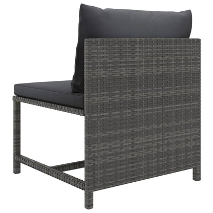 NNEVL Sectional Middle Sofa with Cushions Grey Poly Rattan