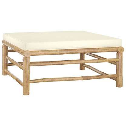 NNEVL Garden Footrest with Cream White Cushion Bamboo