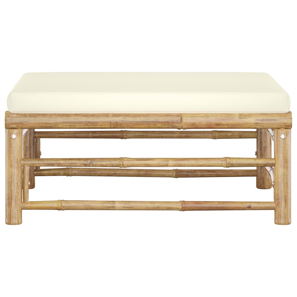 NNEVL Garden Footrest with Cream White Cushion Bamboo