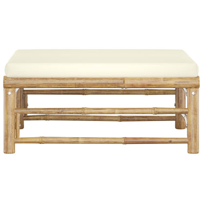 NNEVL Garden Footrest with Cream White Cushion Bamboo