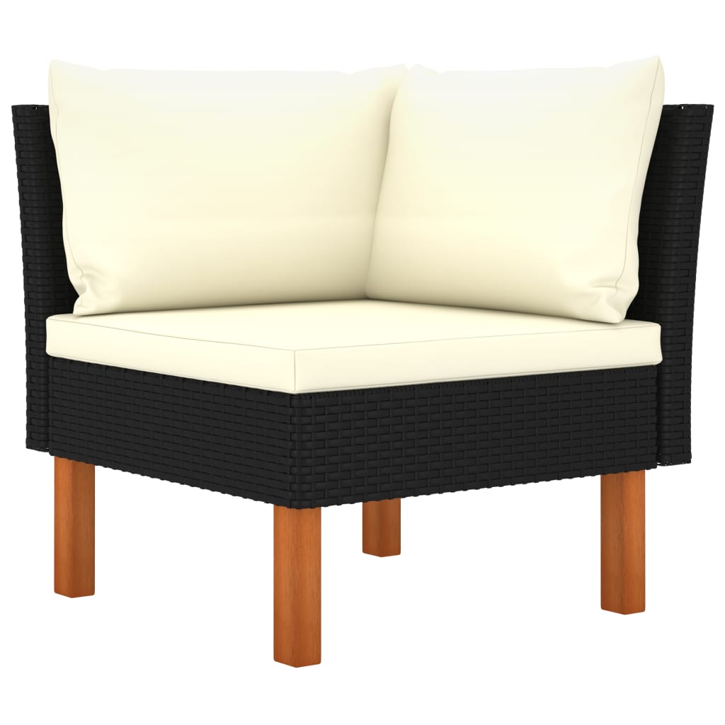NNEVL Corner Sofa Poly Rattan and Solid Eucalyptus Wood