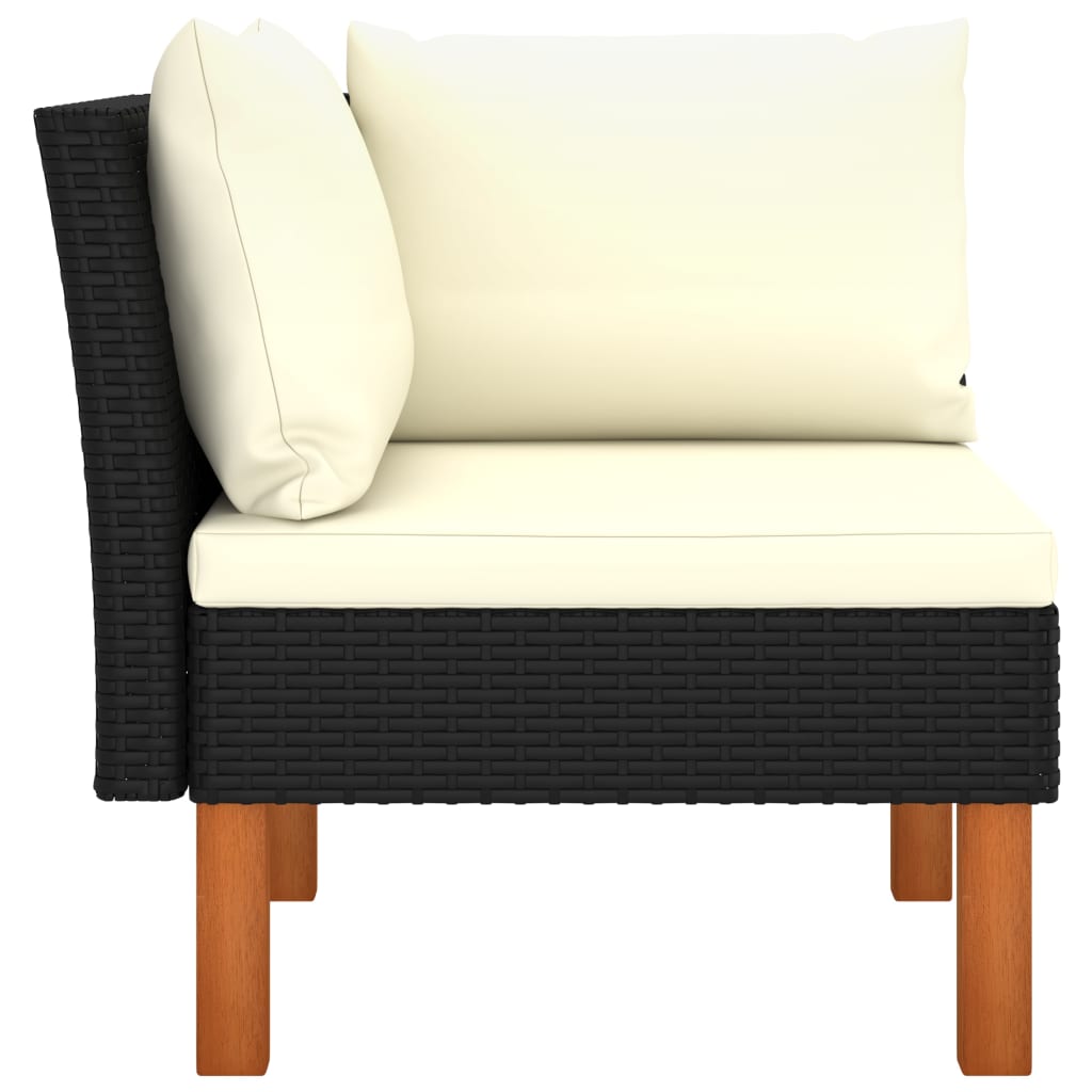 NNEVL Corner Sofa Poly Rattan and Solid Eucalyptus Wood