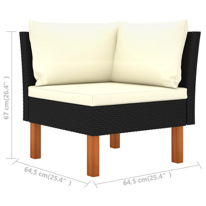 NNEVL Corner Sofa Poly Rattan and Solid Eucalyptus Wood
