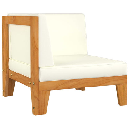 NNEVL 2-Seater Sofa with Cream White Cushions Solid Acacia Wood