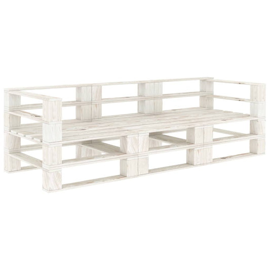 NNEVL Garden Pallet Sofa White 3-Seater Wood