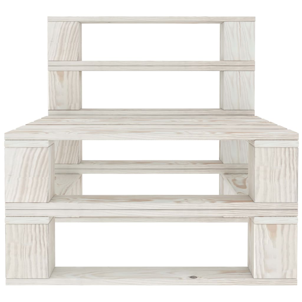 NNEVL Garden Pallet Sofa White 3-Seater Wood