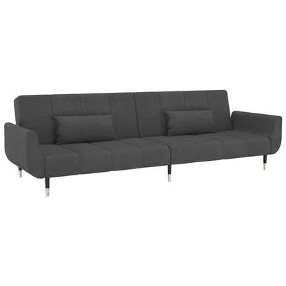 NNEVL 2-Seater Sofa Bed with Two Pillows Dark Grey Velvet