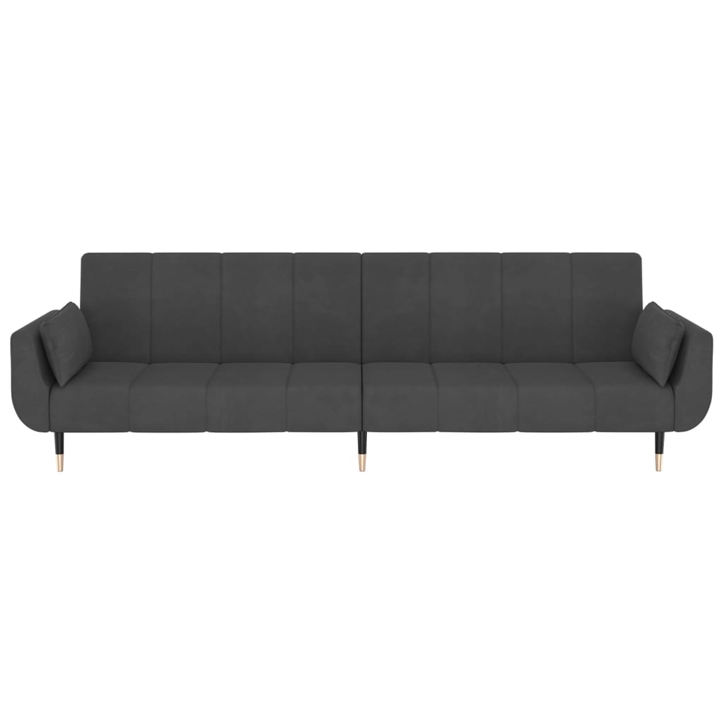 NNEVL 2-Seater Sofa Bed with Two Pillows Dark Grey Velvet