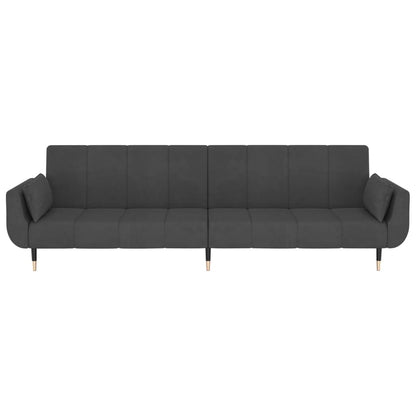 NNEVL 2-Seater Sofa Bed with Two Pillows Dark Grey Velvet