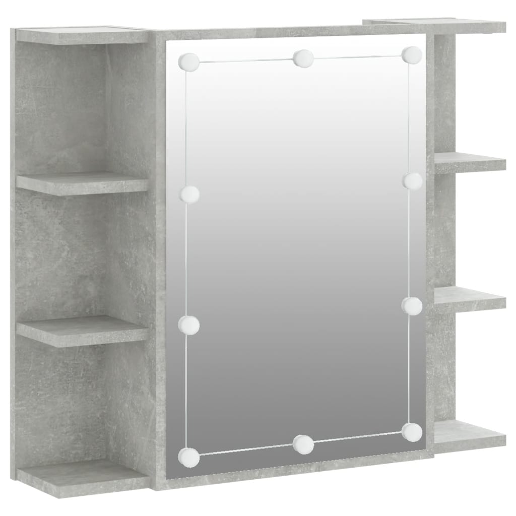 NNEVL Mirror Cabinet with LED Concrete Grey 70x16.5x60 cm