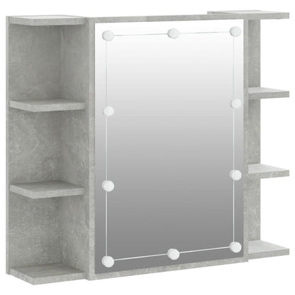 NNEVL Mirror Cabinet with LED Concrete Grey 70x16.5x60 cm