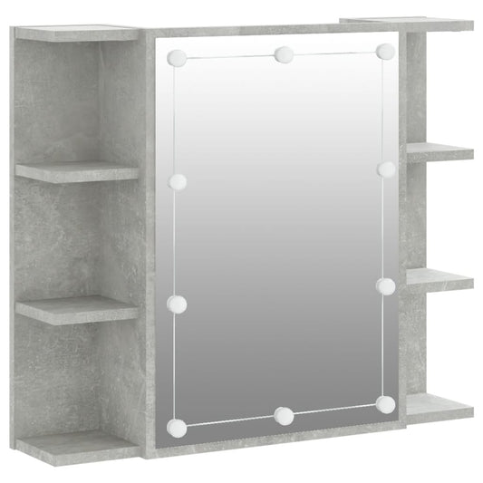 NNEVL Mirror Cabinet with LED Concrete Grey 70x16.5x60 cm