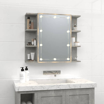 NNEVL Mirror Cabinet with LED Concrete Grey 70x16.5x60 cm