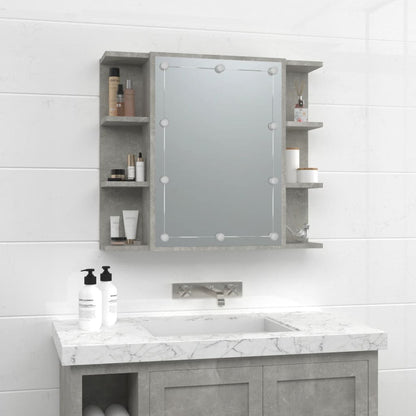 NNEVL Mirror Cabinet with LED Concrete Grey 70x16.5x60 cm