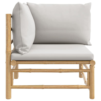 NNEVL Garden Corner Sofa with Light Grey Cushions Bamboo