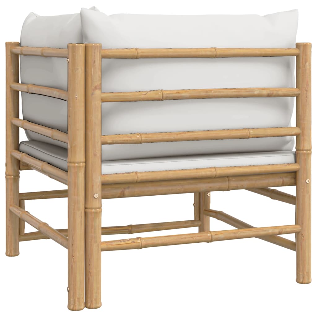 NNEVL Garden Corner Sofa with Light Grey Cushions Bamboo