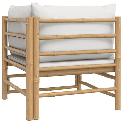 NNEVL Garden Corner Sofa with Light Grey Cushions Bamboo