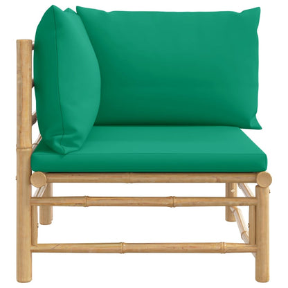 NNEVL Garden Corner Sofa with Green Cushions Bamboo