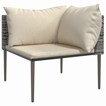 NNEVL Garden Corner Sofa with Cushions Grey Poly Rattan